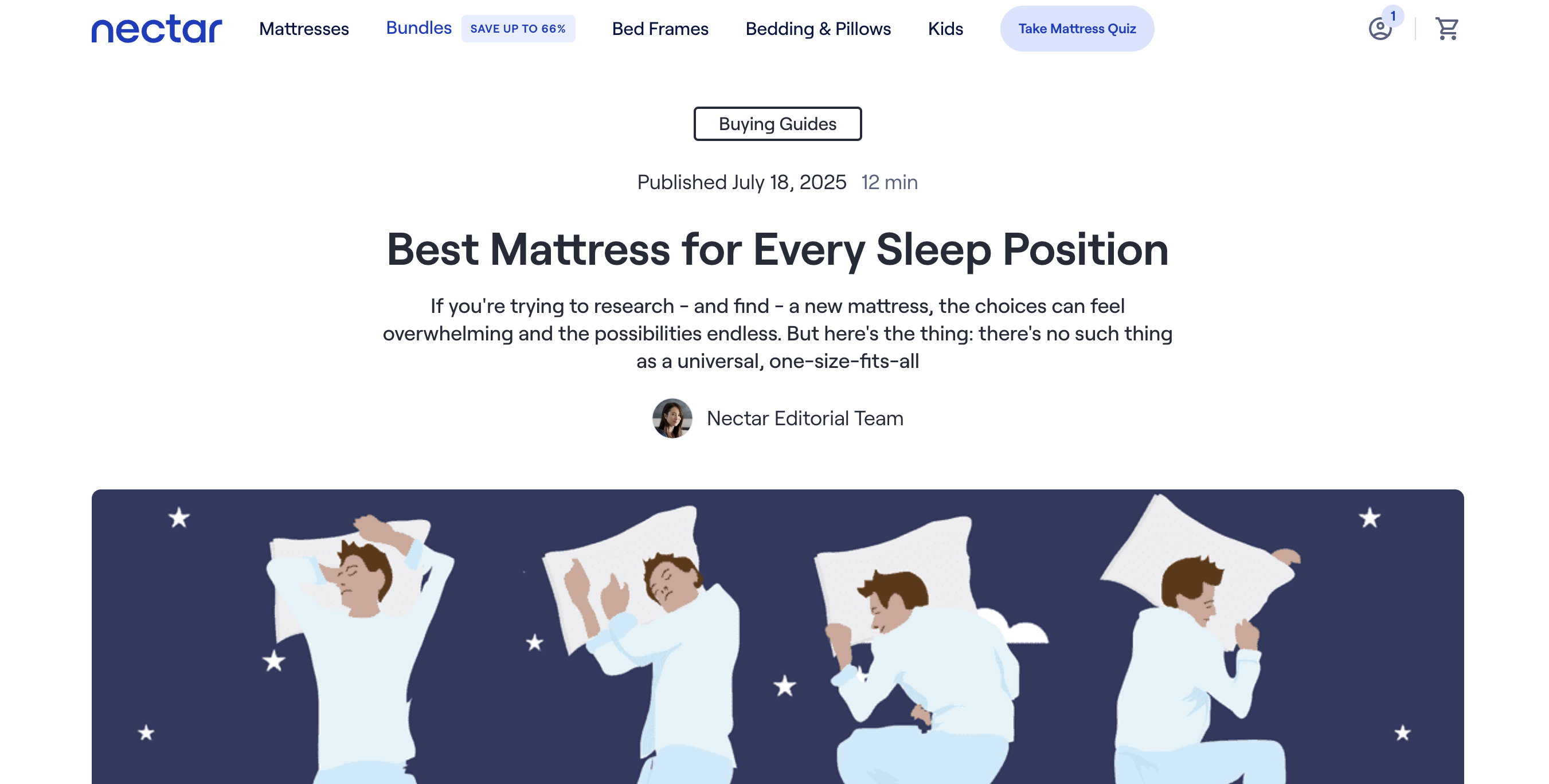 Nectar: Best Mattress by Sleep Position
